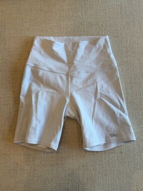 ALO Yoga White High-Rise Bike Shorts